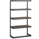 SIMPLIHOME Erina SOLID ACACIA WOOD and Metal 36 Inch Rectangle Modern Industrial Bookcase in Distressed Charcoal Brown, For the Living Room, Study Room and Office SIMPLIHOME