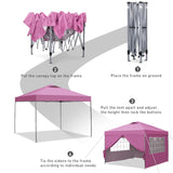 GDY 10x10ft Pop-up Paint Tent, Pink Canopy Tent, Instant Shelter Portable Outdoor Canopies with 4 Removable Side Walls. GDY
