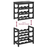 MOGELAFOO 6 Tier Bamboo Wine Rack Freestanding Floor, 24 Bottles Wine Storage Shelves with Table Top, Stackable Wine Display Rack for Kitchen, Bar, Dining Room, Black MOGELAFOO