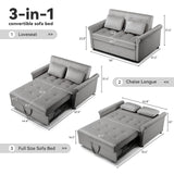 COMHOMA 55" Sleeper Sofa Bed, 3-in-1 Pull Out Couch Bed with Adjustable Backrest and Pillows, Convertible Sleeper Couch for Living Room and Office (Grey) COMHOMA