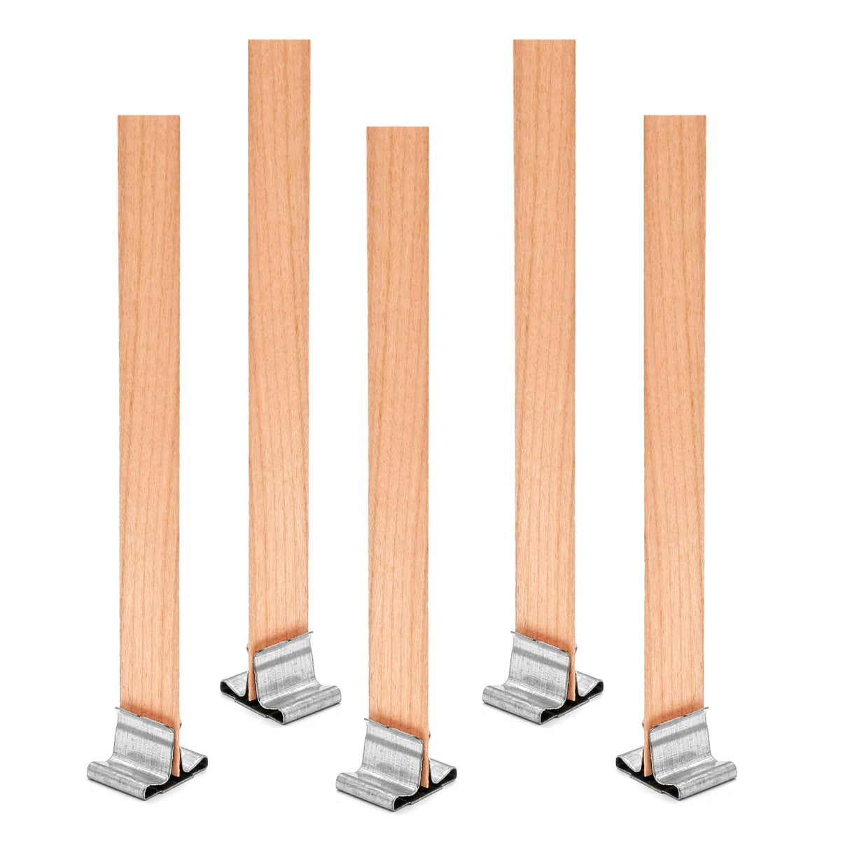 Jiozermi 100 Pcs Wooden Candle Wicks, 15mm x 150mm Smokeless Wood Wicks Crackling Wood Wicks Wooden Core Wax Wicks Candle Making Wicks with Metal Base for DIY Candle Making Jiozermi