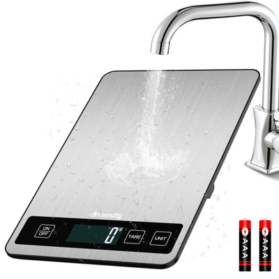 AHOSOUTLY Food Scale, 22lb/10kg Digital Kitchen Scale Weight Grams and Ounces with 0.1oz/1g Precision, 6 Units and Tare Key Design, LCD Display & Stainless Steel Panel for Baking, Cooking, Postage
