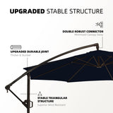 wikiwiki 10ft Patio Umbrellas Offset Outdoor Umbrella Cantilever Hanging Umbrellas w/Infinite Tilt, Fade Resistant Waterproof RECYCLED FABRIC Canopy & Cross Base, for Yard, Garden & Deck, Navy Blue wikiwiki