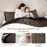 Erosebridal Cheetah Print Queen Comforter Set for Teens Adults,Brown Leopard Bedding Set,Animal Skin Texture Down Comforter,Rustic Bed Set with 2 Pillowcases Microfiber Soft Erosebridal