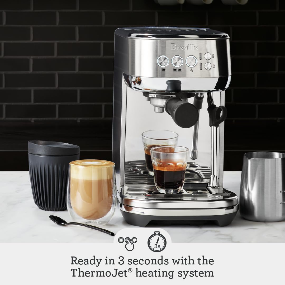 Breville the Bambino Plus Espresso Machine with Auto Milk Frother, Espresso Maker with Seconds Heat Up, Cappuccino & Latte Machine for Home, BES500BTR, Black Truffle Breville