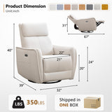 ANJ Swivel Recliner Chair, Glider Rocker Recliners for Nursery, Power Rocker Reclining Chair with USB Port, Upholstered Leathaire Electric Rocking Chairs for Living Room, Bedroom, Cream White ANJ