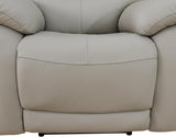Genuine Leather Recliner Couch Set, Living Room Furiture Set,Power Reclining Sofa Set, Top Grain Leather Sofa with Built in USB Port for Living Room(Light Grey) (Sofa) Pon Living Furniture Inc