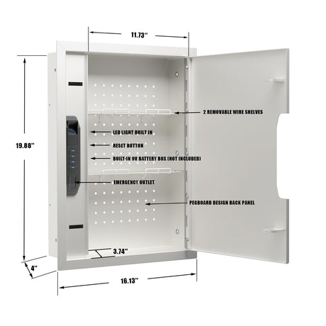 MAXSAFES Wall Gun Safe with Super Finger Vein Recognition Lock Electronic Hidden Safe with Removable Pegboard & Shelfs, Wall Safes Between the Studs for Handguns, Valuables, Home or Business MAXSafes