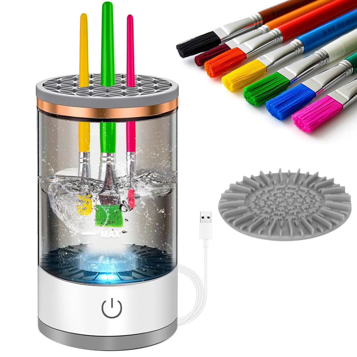 Vodolo Electric Paint Brush Cleaner Machine,Easy Premium paintbrush Cleaner Professional Automatic Spinning Water Color Brush Cleaning Tool Cleanser Machine,Painting Artist Accessories Vodolo