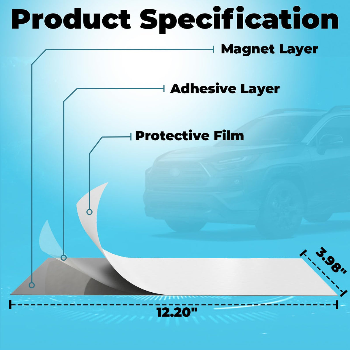 4Pcs Car Door Magnets, Flexible Blank Magnetic Sheets for Custom Signs, Bumper Stickers Magnets, Turn Any Decals into A Magnets, Strong Durable Car Magnets for Cars, Refrigerator BFXM