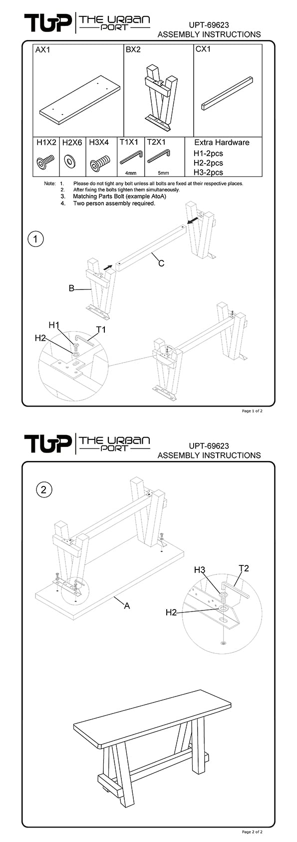 Cappuccino Brown Retro Etched Wooden Garden Patio Bench by The Urban Port The Urban Port