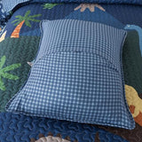 Soul & Lane Dinosaur Quilt Set – Twin and 1 Sham, Kids Dinosaur Bedding for Boys, Toddler Twin Comforter and Dino Bedspread, Reversible T-Rex Bedding with Blue Check Pattern, Dino Delight Soul & Lane