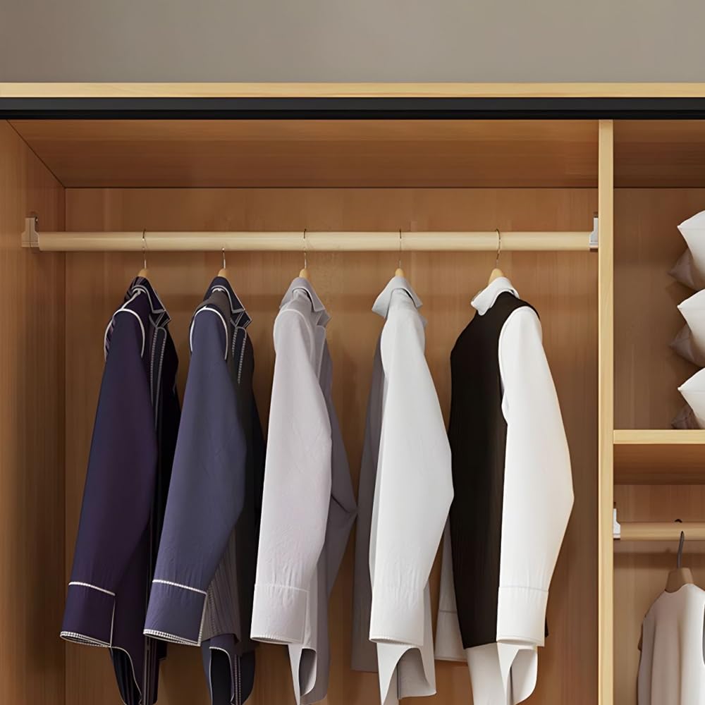 LITFAD Mutil-Functional Wood Wardrobe Modern Storage Armoire Closet with Sliding Doors Freestanding Closet with Shelves and Clothing Rods for Bedroom,White-39.5" L x 18" W x 71" H LITFAD