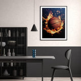 MaiYiYi Fire Basketball Diamond Painting by Numbers 5D Full Round Diamond Painting Basketball Diamond Painting Cross Stitch Kit Ball Lover Diamond Painting for Adult Wall Art Decor (30X40 CM) MaiYiYi