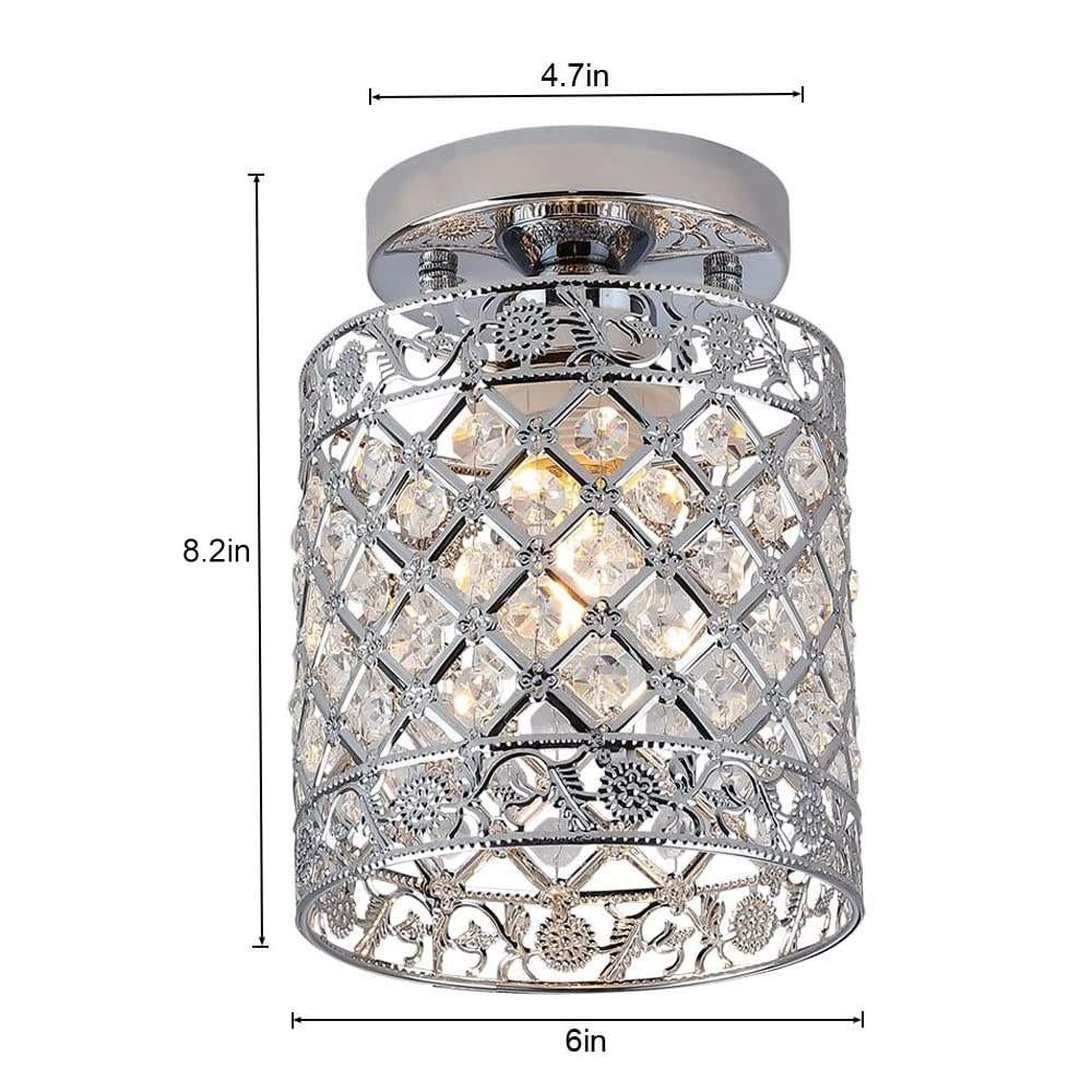 Create For Life® Mini Style Modern Decor Crystal Flush Mount Ceiling Light Fixture Crystal Chandeliers Light Ceiling Lamp for Hallway, Bar, Kitchen, Dining Room, Kids Room (6 inch Shade Dia) Create For Life