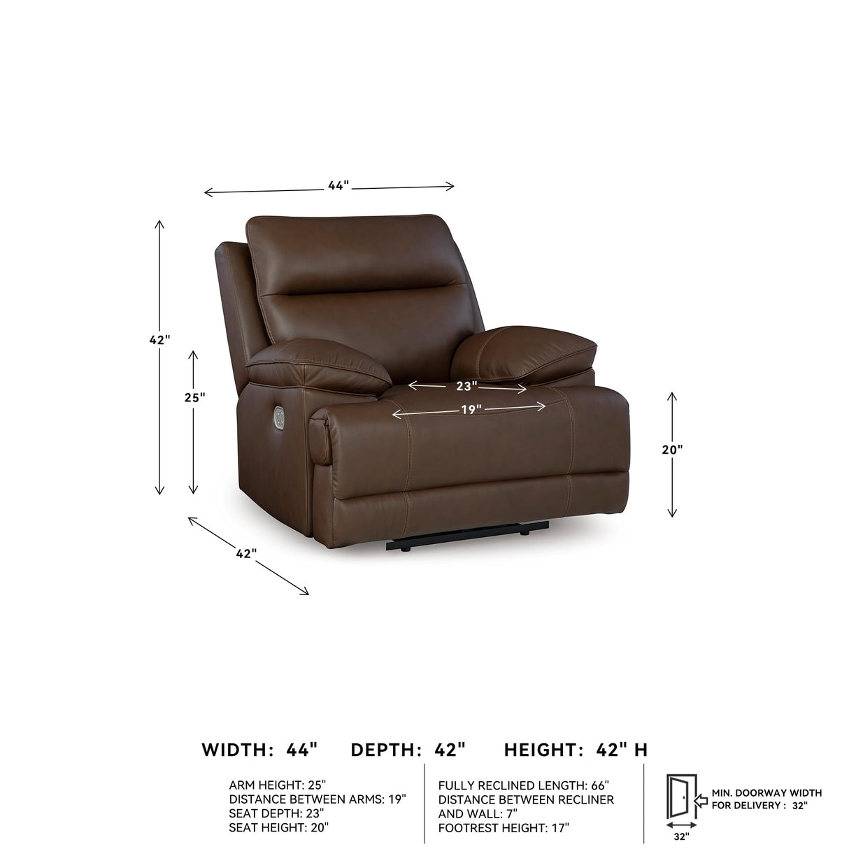 Signature Design by Ashley VonRyan Modern Zero Gravity Leather Match Power Recliner with Adjustable Headrest and USB Ports, Dark Brown Signature Design by Ashley