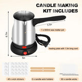 Candle Making Kit with Wax Melter,Electric Candle Wax Melter for Candle Making, Stainless Steel Wax Melting Pot, 52IN Power Cord,Candle Making Supplies POLYHNIA