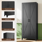 Letaya Storage Cabinet,75" H Metal Kitchen Pantry Cabinets with Doors and Adjustable Shelves,Pantry Organizers for for Cupboard/Dining/Bathroom/Office/Garage Room,Black Letaya