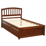 Harper & Bright Designs Twin Bed Frame, Wood Platform Bed with Storage Drawers and Headboard (Walnut) Harper & Bright Designs