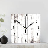 ArogGeld Shabby Chic White Wood Wall Clock Rustic Farmhouse Barn Square Wood Clock 10 Inch Silent Non-Ticking Wooden Wall Clocks Battery Operated Living Room Bedroom Kitchen Farmhouse Decor Birthday ArogGeld