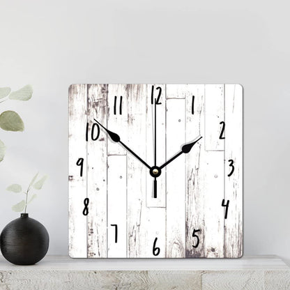 ArogGeld Shabby Chic White Wood Wall Clock Rustic Farmhouse Barn Square Wood Clock 10 Inch Silent Non-Ticking Wooden Wall Clocks Battery Operated Living Room Bedroom Kitchen Farmhouse Decor B - WoodArtSupply