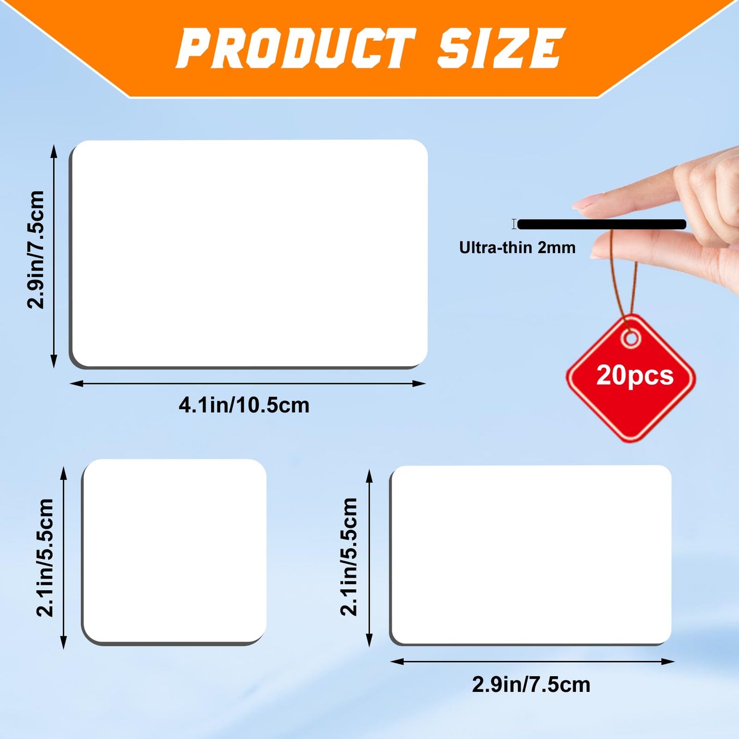 Clonivent 20 PCS Sublimation Magnet Blanks, 2x3 inch Sublimation Blank Refrigerator Magnets Personalized Fridge Soft Magnet Sticker Blanks Products for DIY Home Kitchen Decorative