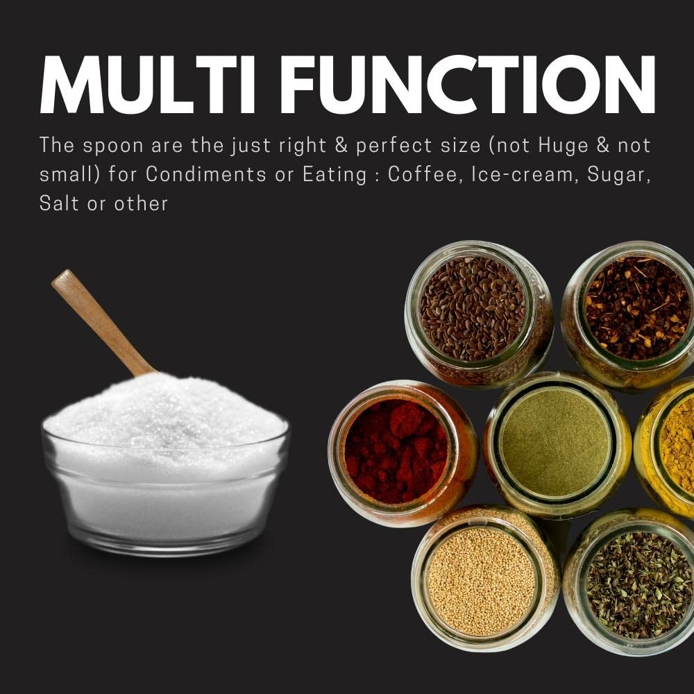 NUTTA - Small Wooden Spoons For Cooking, Condiments Honey Seasonings Pepper Sugar Salt Tea Coffee Ice-cream (10 Pieces) NUTTA