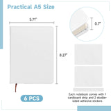 Lnrueg 6 Pcs A5 Sublimation Notebook Blank Journal 100 Pages - Hardcover PU Notebooks for Note Taking Plan Making Diary Writing - School Office Supplies… Lnrueg