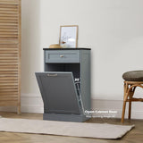 GAZHOME Tilt Out Trash Cabinet, Upgrade Wooden Free Standing Trash Cabinet,Recycling Cabinet with Hideaway Drawer,10 Gallon Tilt Out Trash Cabinet Kitchen(Grey) GAZHOME