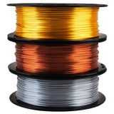 Shiny Silk Gold Silver Copper PLA Filament Bundle, 1.75mm 3D Printer Filament, Each Spool 0.5kg, 3 Spools Pack, with One 3D Printer Remove or Stick Tool MIKA3D MIKA3D