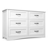 Gizoon 6 Drawer Dresser for Bedroom，47'' Larger Chest of Drawers with Mental Handle for Kids Room, White Dresser with 6 Storage Drawers for Living Room, Entryway and Hallway, White Gizoon