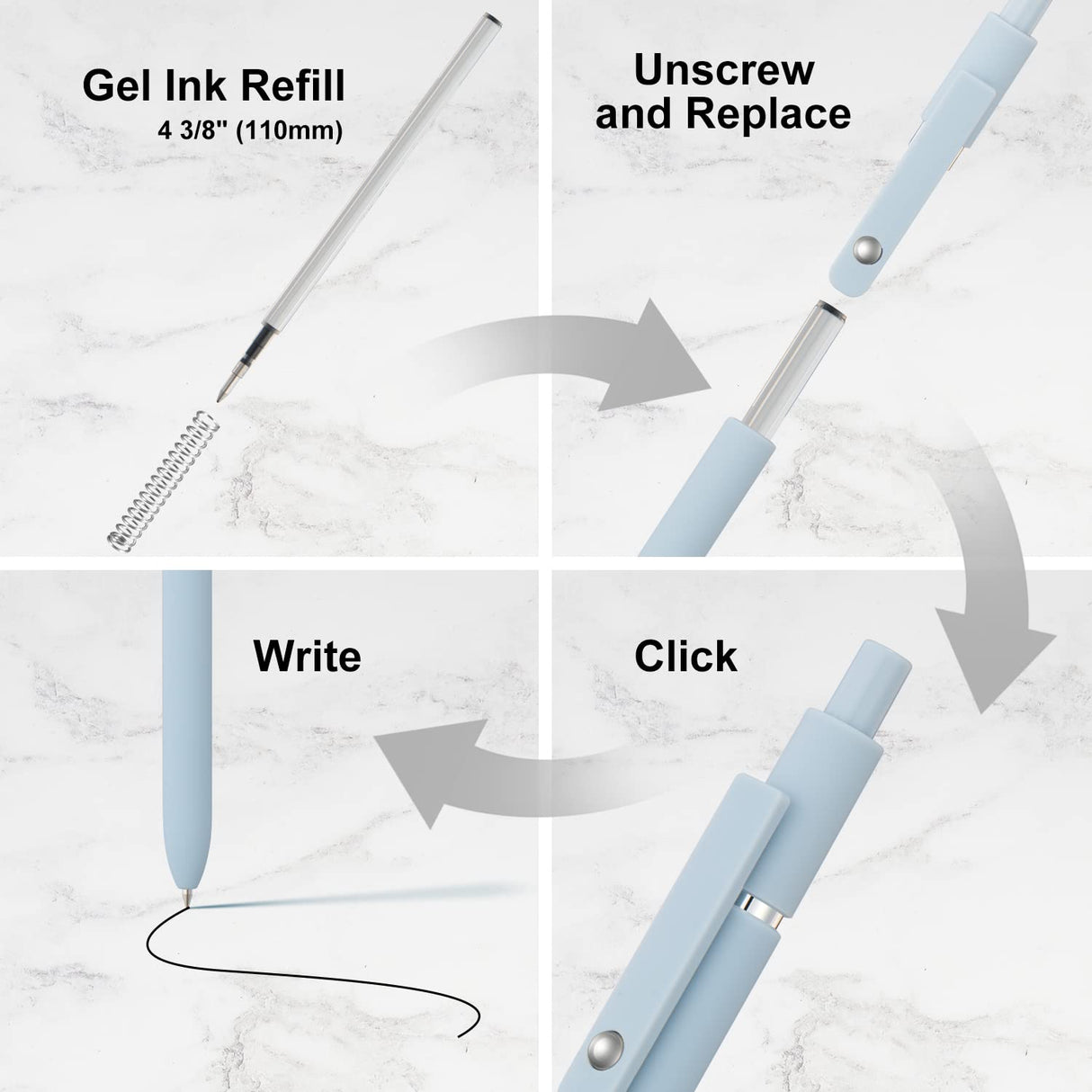 LINFANC 6 Pack Cute Gel Pens, Retractable Quick Dry Gel Ink Pen, Fine Point 0.5mm Black Ink Rolling Ball Gel Pens, Smooth Writing Aesthetic Pens for Home School Office Supplies LINFANC