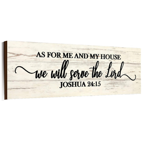 Jetec Christian Wall Art Decor, As for Me and My House We Will Serve the Lord Wooden Plaque Decor for Church Home Farmhouse Bible Verse Scripture Wall Signs (17 x 6 Inch, Joshua) Jetec