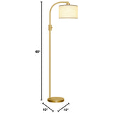 【Upgraded】 Dimmable Gold Floor Lamp, 1200 Lumens LED Bulb Included, Arc Floor Lamps for Living Room Modern Standing Lamp with Linen Shade, Tall Lamp for Living Room Bedroom Office Reading Room Nursery Nintiue