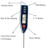 Digital Meat Food Thermometer for Candy Candle Milk BBQCooking Kitchen BBQ, Probe Instant Read Thermometer for Pork Deep Fry Roast Baking Temperature NANGOALA