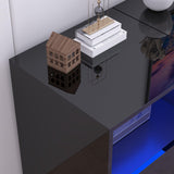 Hlivelood LED TV Stand for 85/75/65 Inch TV, High Glossy Modern TV Console Entertainment Center with Storage and LED Lights for Living Room, Bedroom, Black Hlivelood