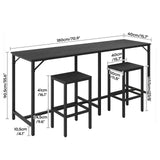 YATINEY 70.9" Bar Table and Chairs Set, Dining Table and Chair Sets, 3 Piece Counter Height Table and 2 Stools, Kithcen Table for Home Restaurant, Bar, Black BT09BB YATINEY