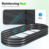 Quictent Galvanized Raised Garden Bed Kit with Self Watering System and Mesh Cover, Large Oval Metal Outdoor Planter Garden Boxes for Vegetables Herbs Flowers, 8x3x1Ft Quictent