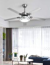 Fandian 48" Modern Ceiling Fans with Lights Remote Control Reversible Fan, Stainless Steel Blades, 3 speeds and 3 Color Changes Lighting Fixture with LED Board for Bedroom Living Room Fandian