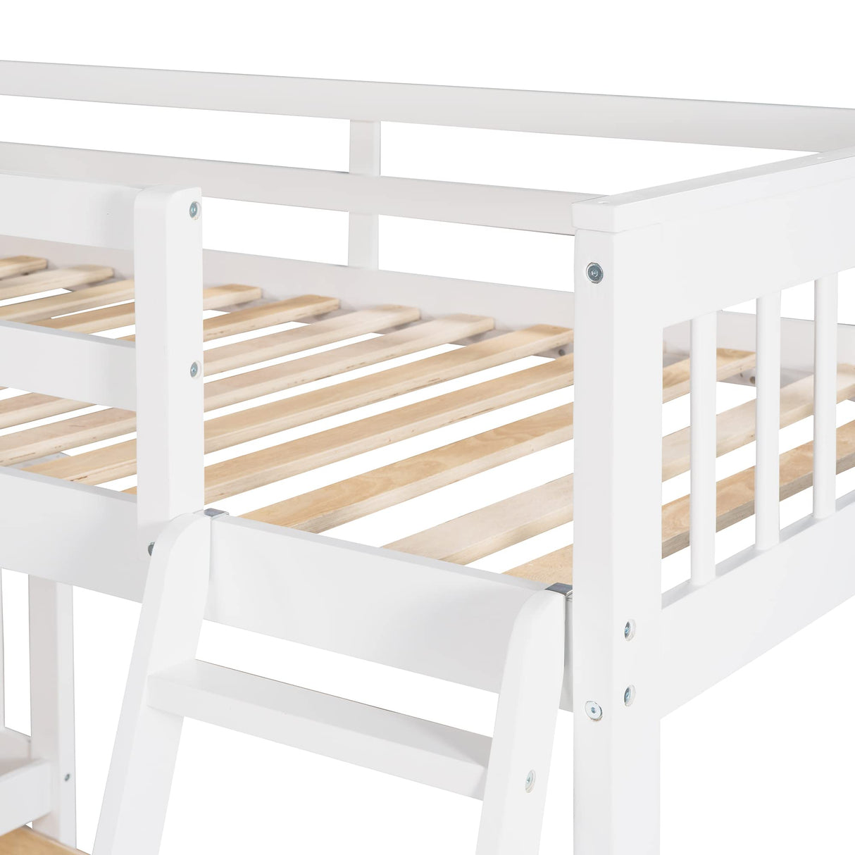 Harper & Bright Designs L Shaped Triple Bunk Bed with Stairs and 3 Storage Drawers, Twin Over Full Bunk Bed with Twin Size Loft Bed, Wooden Bunk Bed Frame for Kids Teens Adults (White) Harper & Bright Designs