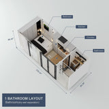 AMGUI Luxury Modern prefab Cabin - 19ft Mobile Capsule with Bedroom, Kitchen and Bathroom, Storm Resistant prefab Cabin -16 Typhoon and 12 Earthquake Proof Mobile Cabin for Travel and Outdoor Living AMGUI