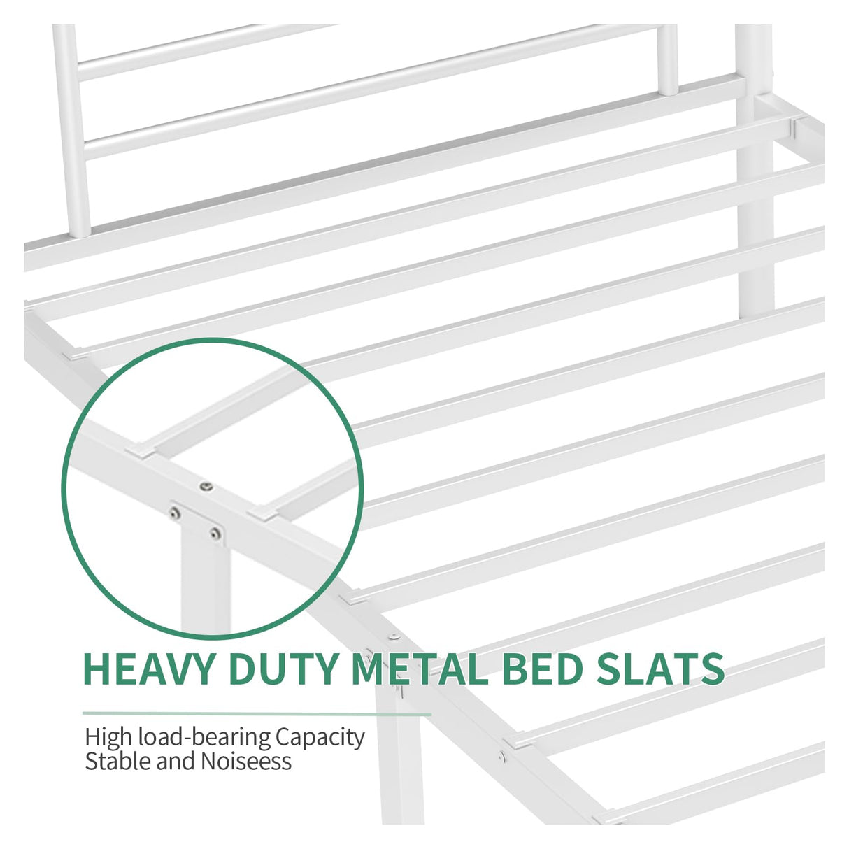 QUJEON Bunk Bed,Twin Over Twin Bunk Beds for Kids Teens Adults,Heavy Duty Metal Slats Bed Frame with Ladders and Guardrail,400 lbs Capacity,No Spring Box Required,White QUJEON