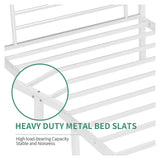 QUJEON Bunk Bed,Twin Over Twin Bunk Beds for Kids Teens Adults,Heavy Duty Metal Slats Bed Frame with Ladders and Guardrail,400 lbs Capacity,No Spring Box Required,White QUJEON