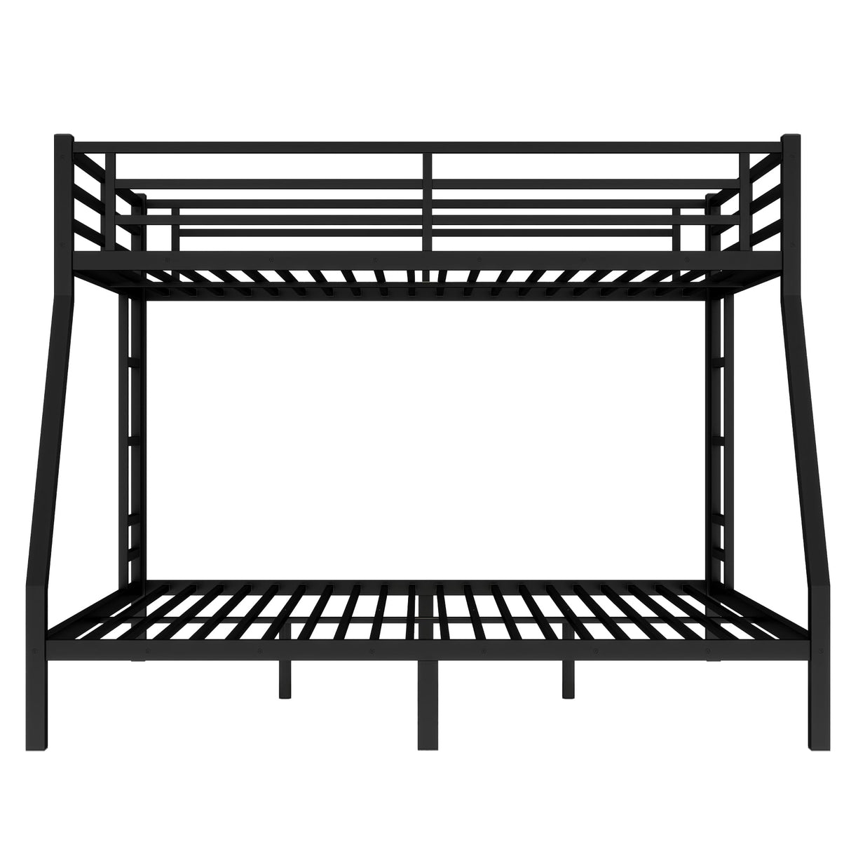 Bellemave Metal Queen Over King Bunk Bed for Adults/Kids,Heavy Duty Adults Bunk Beds with Guardrail & Ladders,Queen Over King Size Bunk Beds for Teens,Black Bellemave