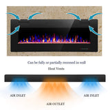 R.W.FLAME Electric Fireplace 50 inch Recessed and Wall Mounted,The Thinnest FireplaceLow Noise, Fit for 2 x 4 6 Stud, Remote Control with Timer,Touch Screen,Adjustable Flame Colors Speed R.W.FLAME