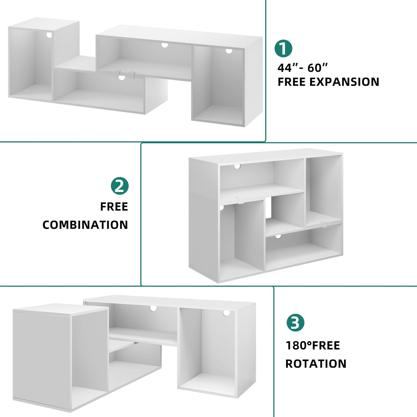 YITAHOME Modern Deformable TV Stand with LED Strip for 45-75 Inch TVs - Multi-Purpose Entertainment Centre - WoodArtSupply