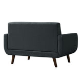 Husbedom 51 Inches Loveseat Sofa, Mid-Century Modern Mini Couch with Tufted Back for Small Living Room, Bedroom,Apartment, Dorm,Track Arms, Wooden Legs, Easy Assembly, Dark Gray Husbedom