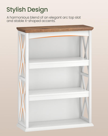 CHOEZON 4-Tier Bookcase, 42.9" Floor Standing Organizer Shelf, Corner Book Stand, Metal Frame, for Study, Bedroom, Living Room, White and Walnut TSJ01WL CHOEZON