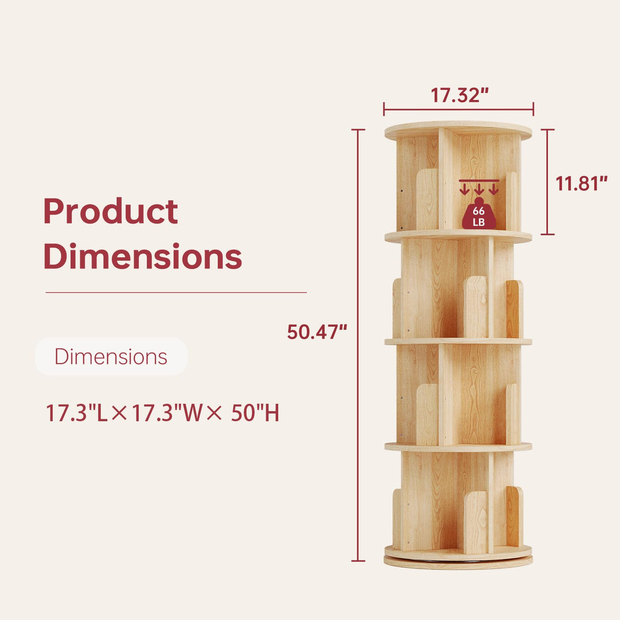MXV Rotating Bookshelf, 360° Display 4-Tier Floor Standing Rotating Bookcase, Storage Rack for Kids&Adult, Multi-Functional Bookshelf Organizer for Bedroom, Study Room and Living Room MXV