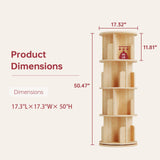 MXV Rotating Bookshelf, 360° Display 4-Tier Floor Standing Rotating Bookcase, Storage Rack for Kids&Adult, Multi-Functional Bookshelf Organizer for Bedroom, Study Room and Living Room MXV